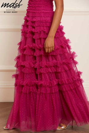 Needle & Thread CHRISTMAS SALE Lisette Ruffle Off Shoulder Gown - pink