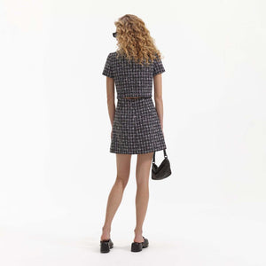 SELF PORTRAIT BLACK FRIDAY SALE Black Checked Boucle Mini Dress