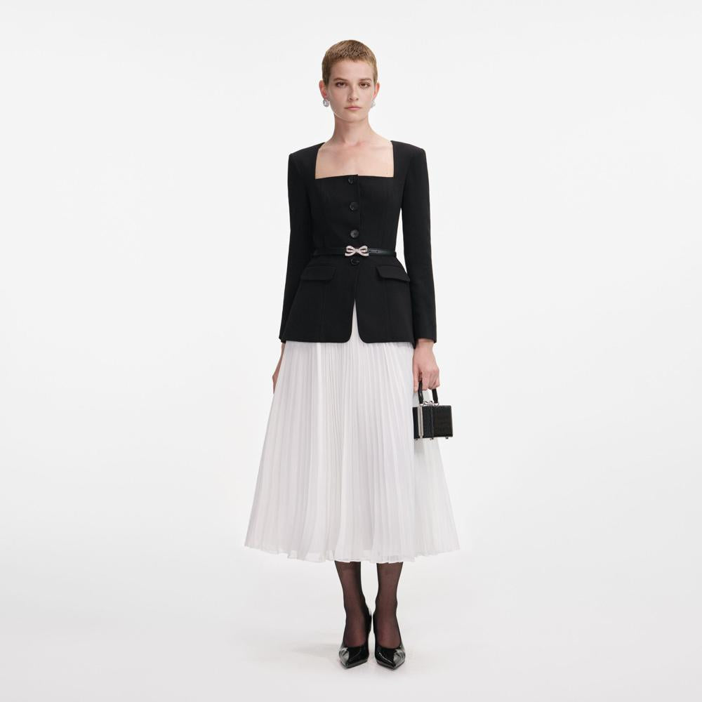 SP VIP PRICE Black Long Sleeve Contrast Chiffon Midi Dress