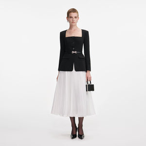 SP VIP PRICE Black Long Sleeve Contrast Chiffon Midi Dress