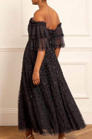 Needle & Thread CYBER SALE Autumn Leaves Off-Shoulder Ankle Gown