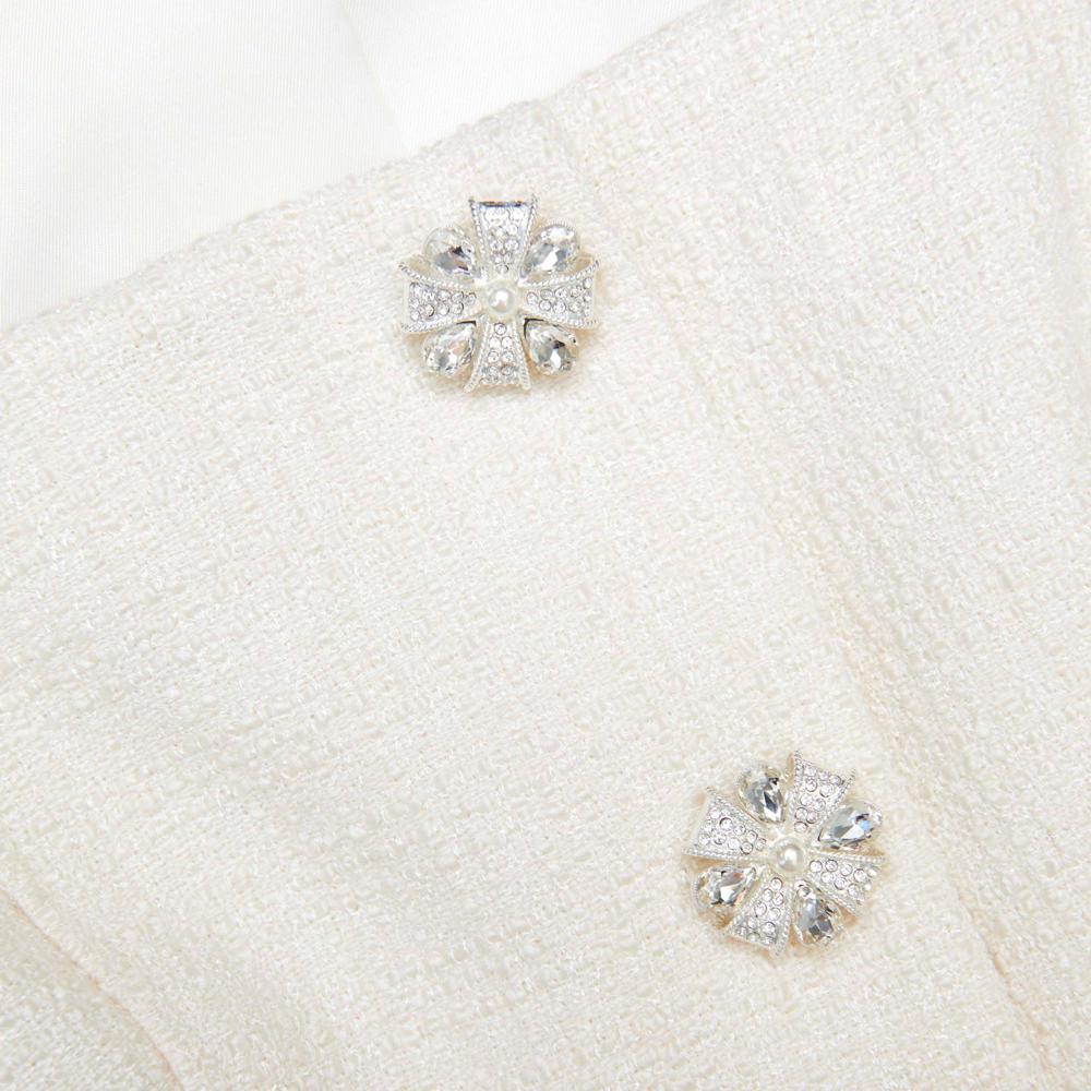 SP VIP PRICE Cream Boucle Long Sleeve Chiffon Midi Dress
