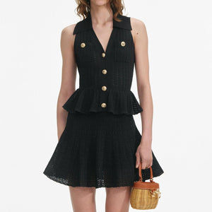 SP VIP PRICE Black Pointelle Knit Mini Dress