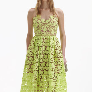 SELF PORTRAIT BLACK FRIDAY SALE Lime Azaelea Lace Midi Dress