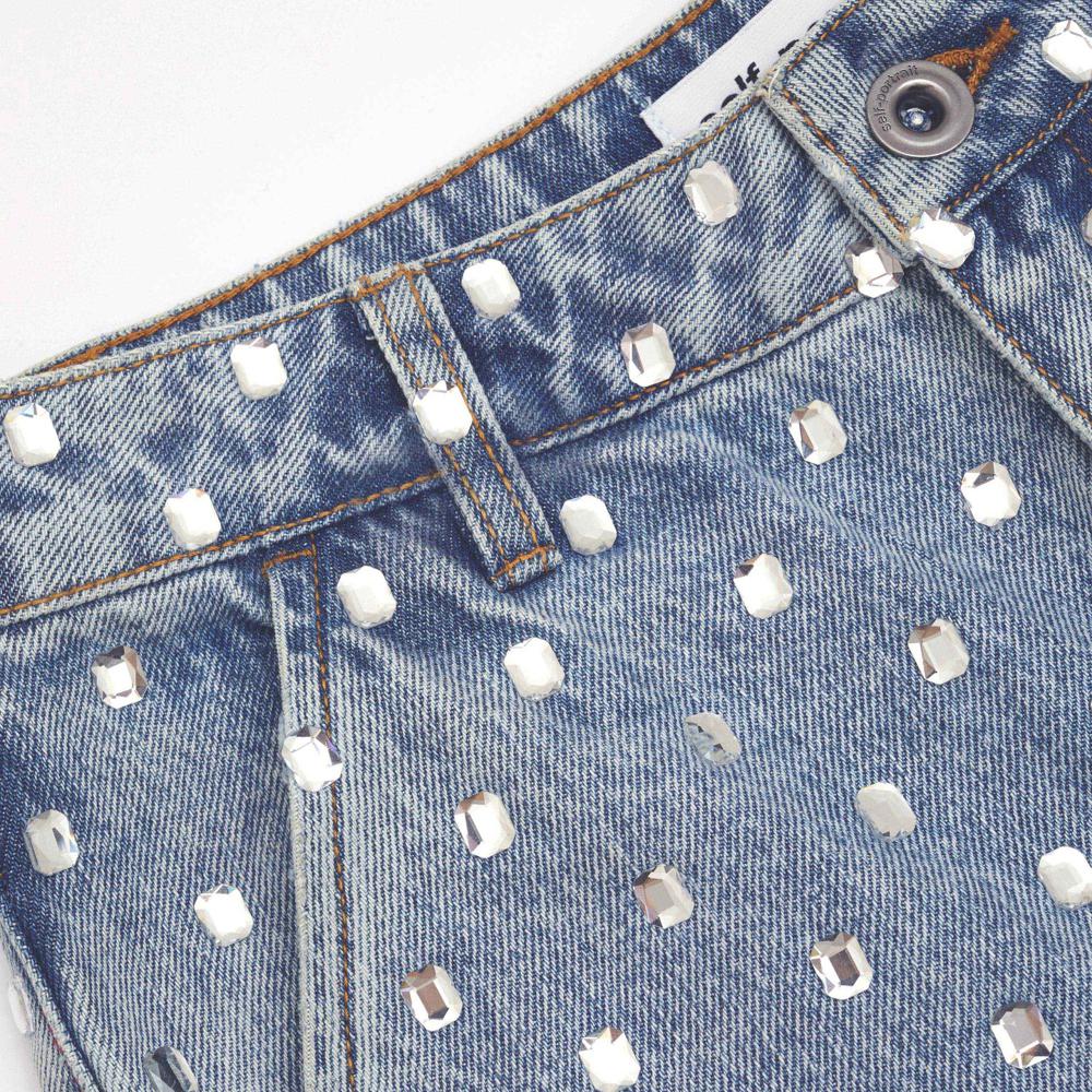 SELF PORTRAIT SS24 Square Rhinestone Denim Jeans