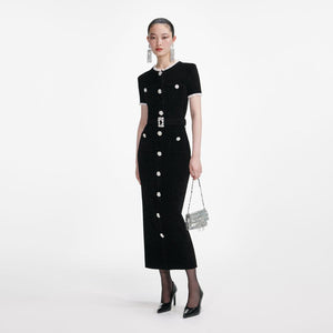 SP VIP PRICE Black Chenille Knit Midi Dress
