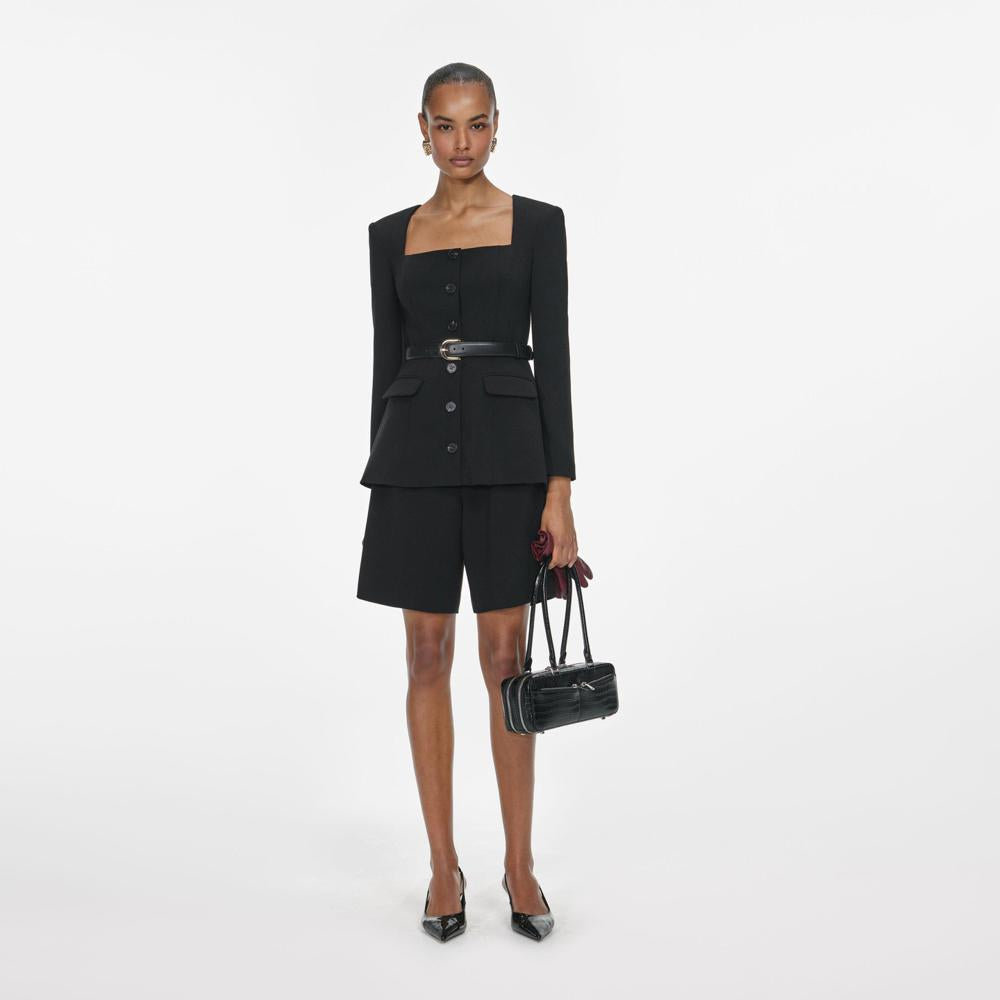 SP VIP PRICE Black Tailored Crepe Playsuit