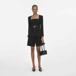 SP VIP PRICE Black Tailored Crepe Playsuit