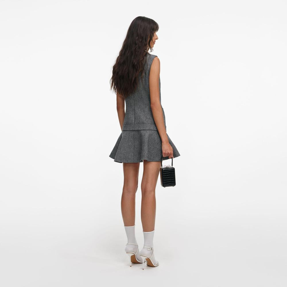 SP VIP PRICE Grey Herringbone Flared Mini Dress