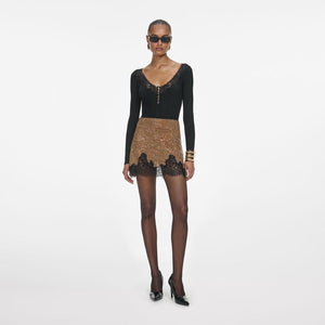 SP VIP PRICE Brown Crystal Chainmail Mini Skirt