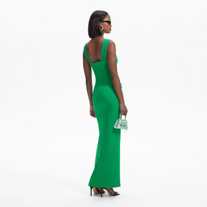 SELF PORTRAIT BLACK FRIDAY SALE Green Crepe Cut-Out Maxi Dress