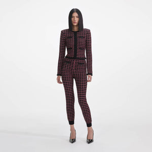 SELF PORTRAIT SS25 VIP PRICE Black And Red Check Cardigan