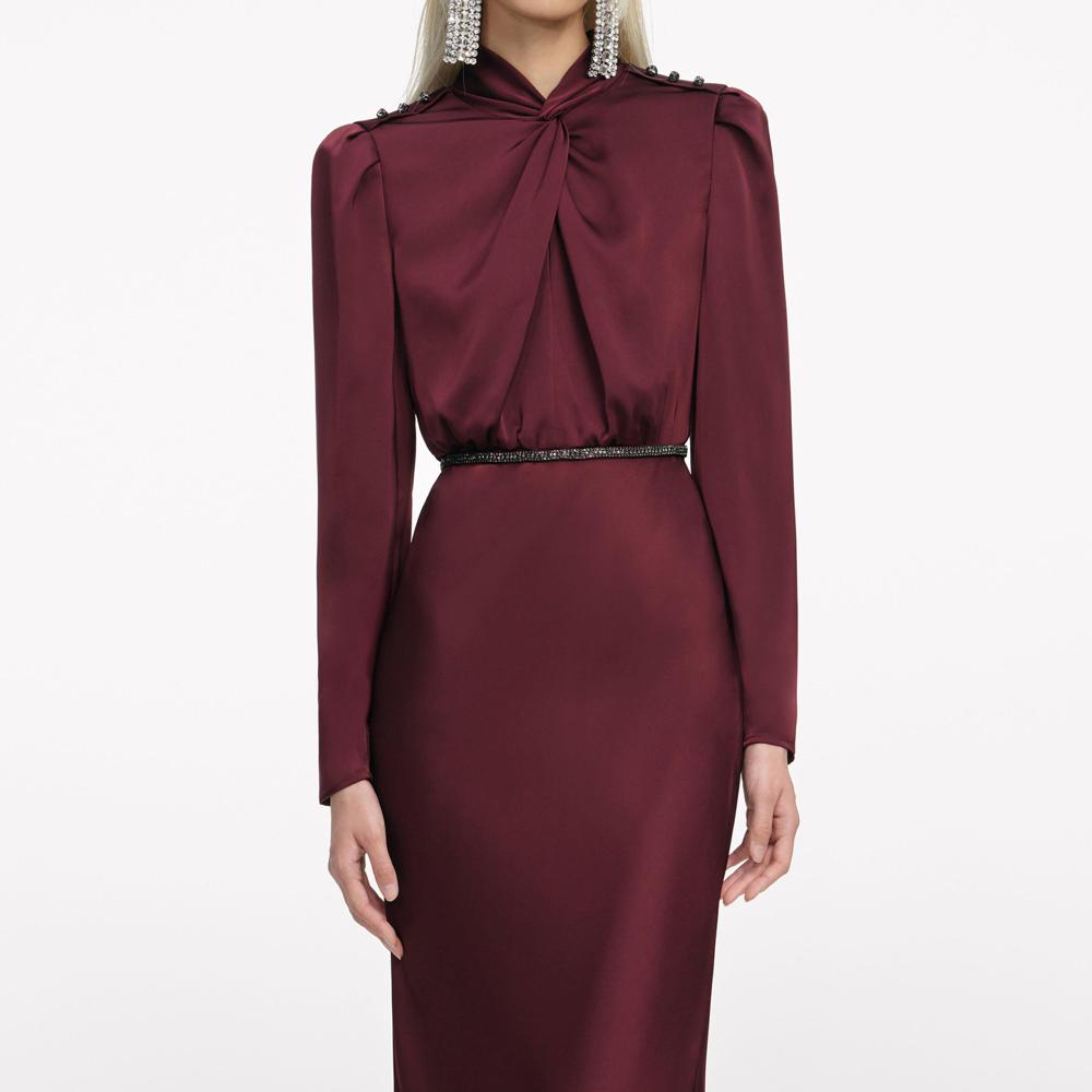 SP VIP PRICE Burgundy Satin Maxi Dress