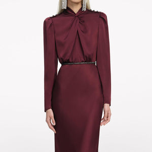 SP VIP PRICE Burgundy Satin Maxi Dress