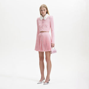 SELF PORTRAIT BLACK FRIDAY SALE Pink Pleated Knit Mini Skirt