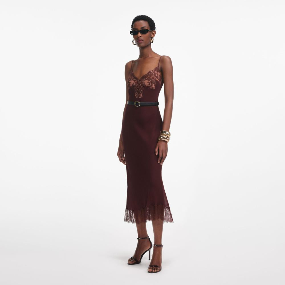 SP VIP PRICE Brown Lace Insert Midi Dress