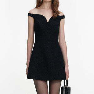 SP VIP PRICE Black Boucle Mini Dress
