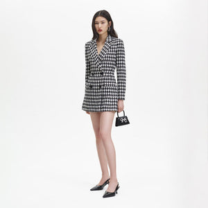 SELF PORTRAIT BLACK FRIDAY SALE Black Check Boucle Tailored Mini Dress