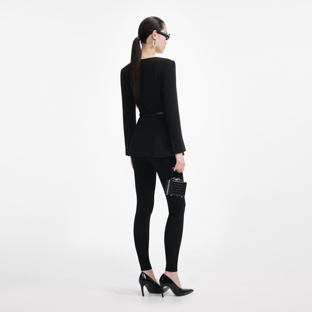 SP VIP PRICE Black Crepe Tailored Top