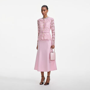 SP VIP PRICE Pink Tailored Lace Midi Dress