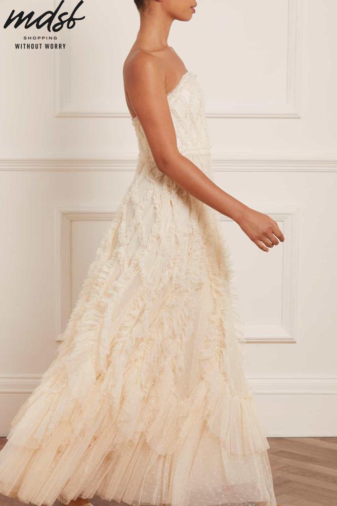 Needle & Thread CHRISTMAS SALE Rosella Ruffle Strapless Gown - champagne