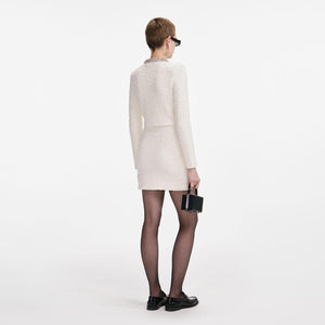 SP VIP PRICE Cream Textured Knit Mini Skirt