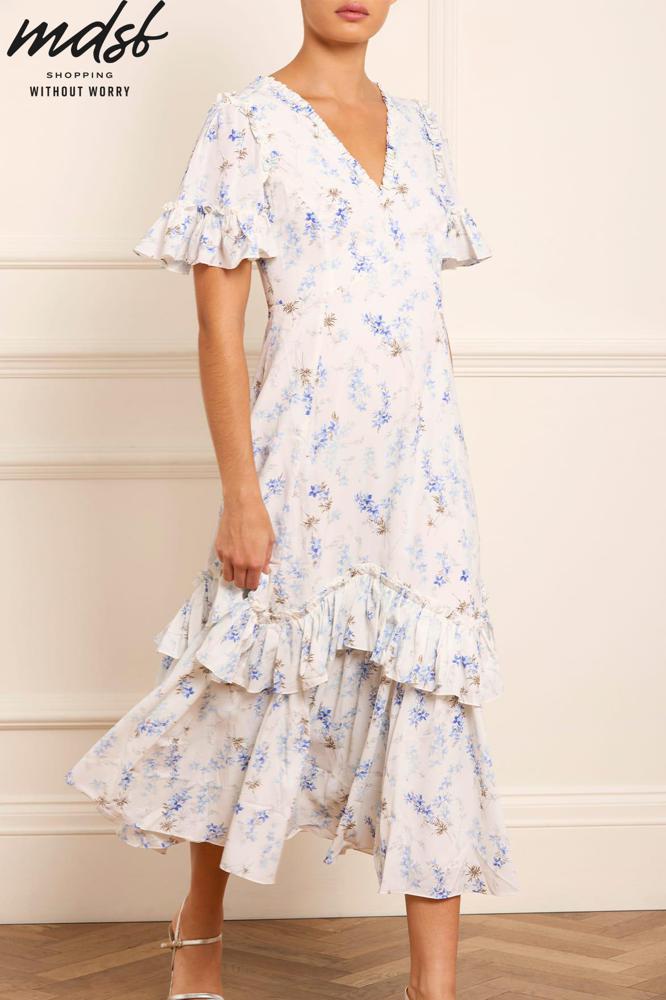 Needle & Thread PO and SALE Ophelia Ditsy Eva Crepe Ballerina Dress - multi