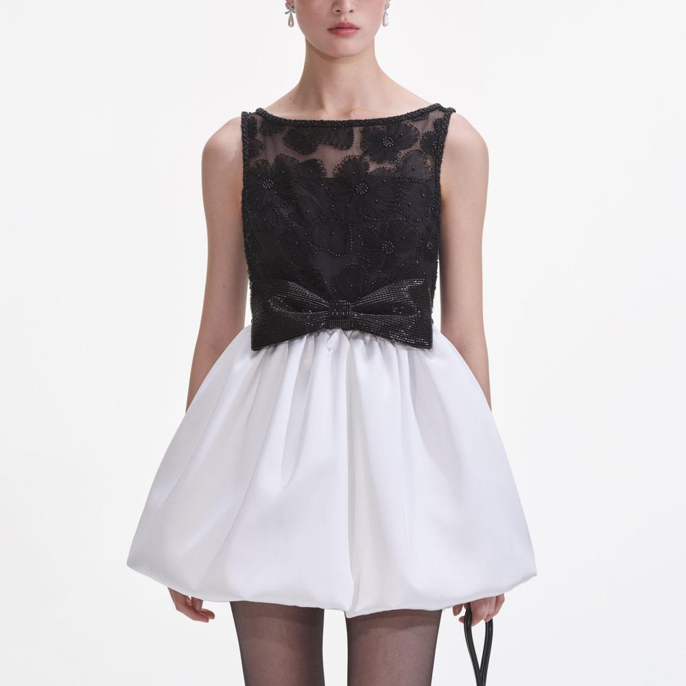 SELF PORTRAIT SS25 VIP PRICE Black And White Tulle Mini Dress