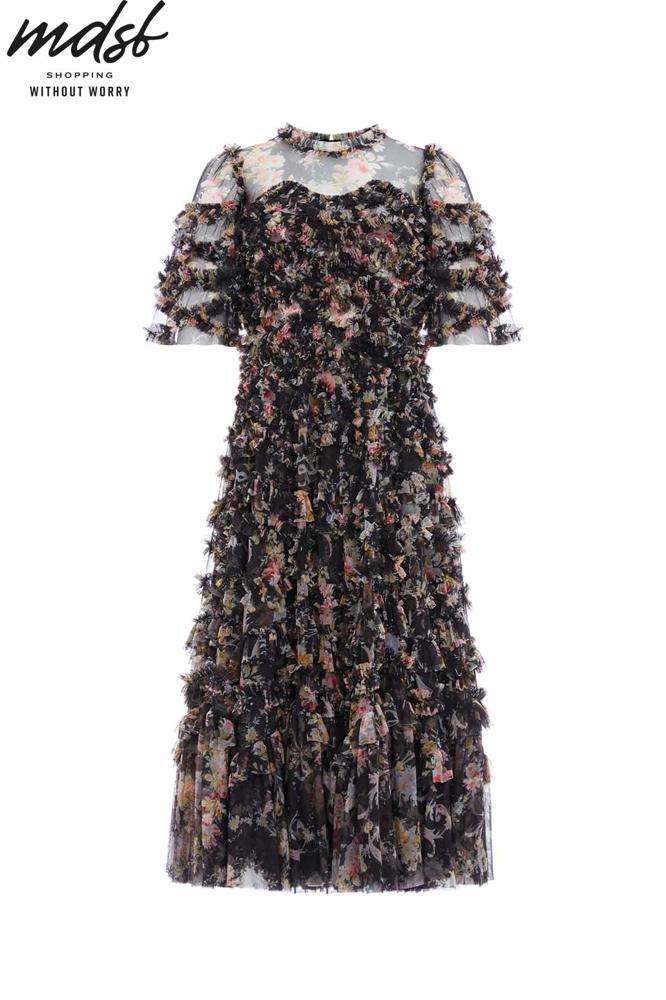 Needle & Thread CHRISTMAS SALE Enchanted Garden Bronte Ballerina Dress - black