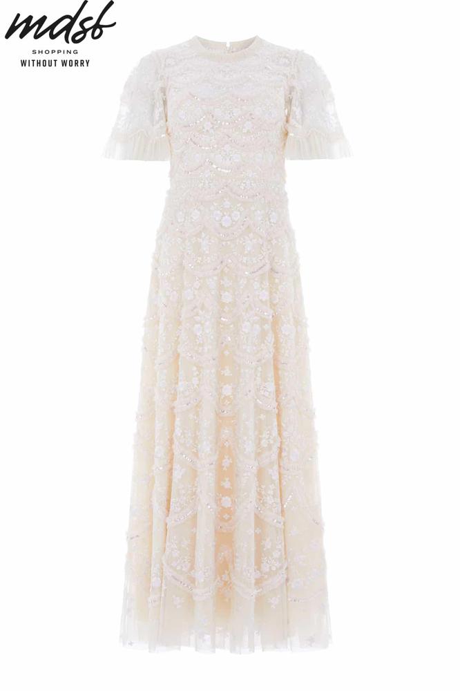 Needle & Thread CHRISTMAS SALE Lily Bloom Ankle Gown - champagne