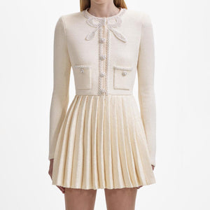 SELF PORTRAIT BLACK FRIDAY SALE Cream Bow Knit Mini Dress