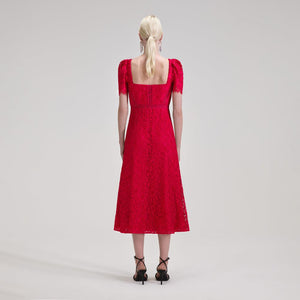 SELF PORTRAIT BLACK FRIDAY SALE Red Lace Classic Midi Dress