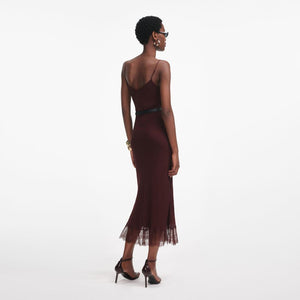 SP VIP PRICE Brown Lace Insert Midi Dress