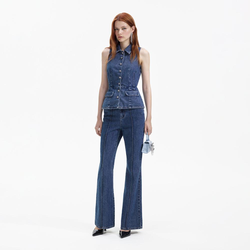 SELF PORTRAIT BLACK FRIDAY SALE Blue Denim Jumpsuit