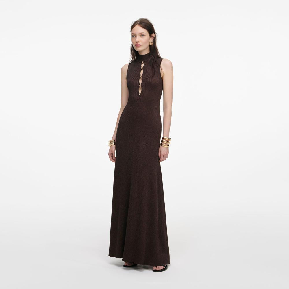 SP VIP PRICE Brown Lurex Knit Maxi Dress