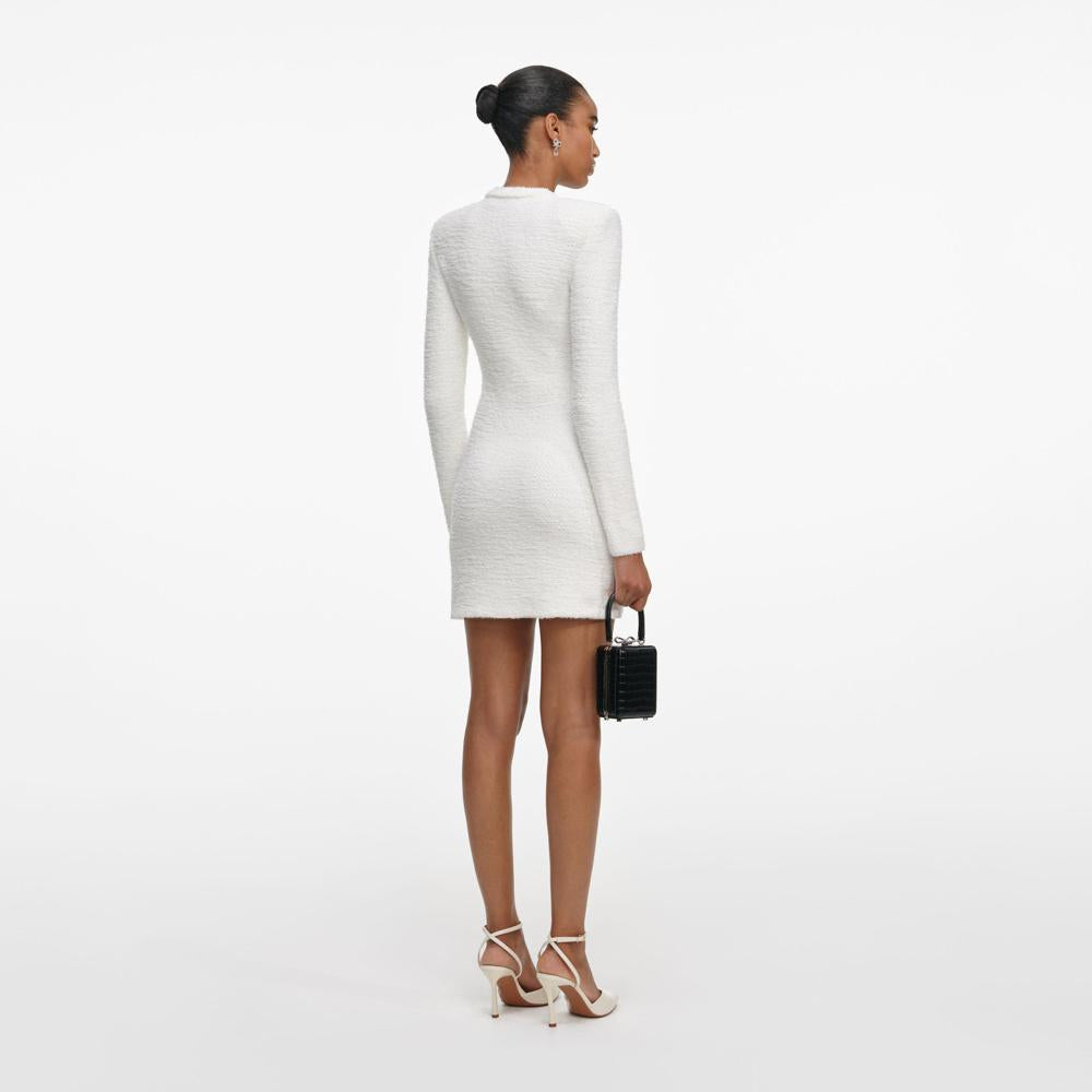 SP VIP PRICE Cream Crystal Trim Knit Mini Dress
