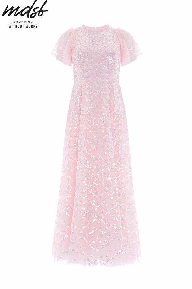 Needle & Thread CHRISTMAS SALE Deco Dot Gloss Ankle Gown - pink