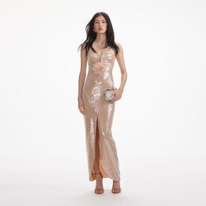 SELF PORTRAIT SS24 Champagne Sequin Maxi Dress