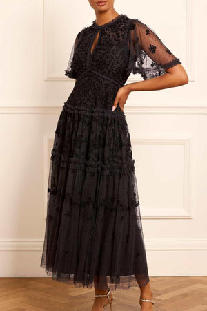 Needle & Thread CYBER SALE Autumn Lace Ankle Gown - black