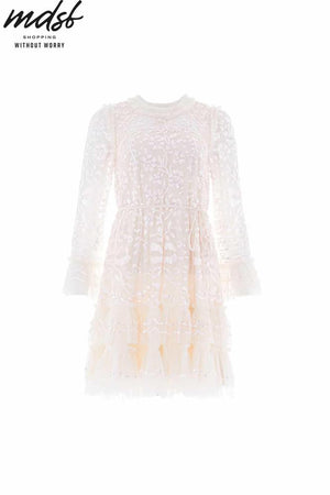 Needle & Thread CHRISTMAS SALE Celia Long Sleeve Mini Dress - champagne