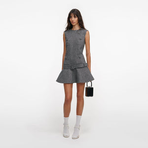 SP VIP PRICE Grey Herringbone Flared Mini Dress