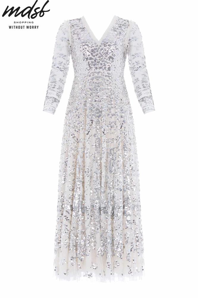 Needle & Thread CHRISTMAS SALE Chandelier Gown - silver