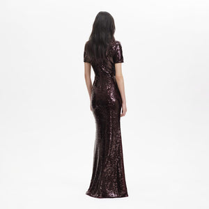 SELF PORTRAIT BLACK FRIDAY SALE Brown Sequin Maxi Dress