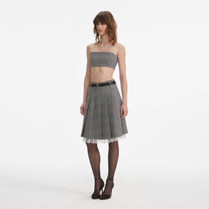 SP VIP PRICE Prince Of Wales Check Pleated Midi Skirt