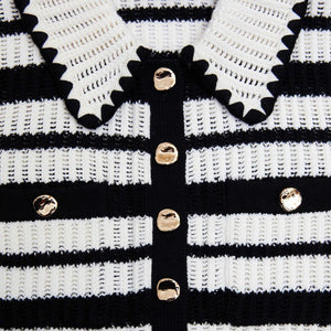 SELF PORTRAIT SS25 VIP PRICE Cream And Black Striped Crochet Top