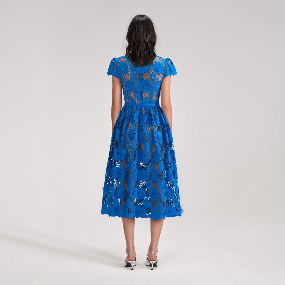 SELF PORTRAIT BLACK FRIDAY SALE Blue Poppy Midi Dress