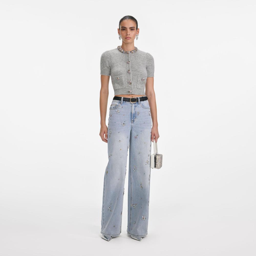 SP VIP PRICE Grey Embellished Trim Knit Top