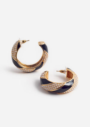 SP VIP PRICE Black And Gold Pearl Hoop Earrings