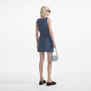 SELF PORTRAIT SS24 Textured Denim Mini Dress