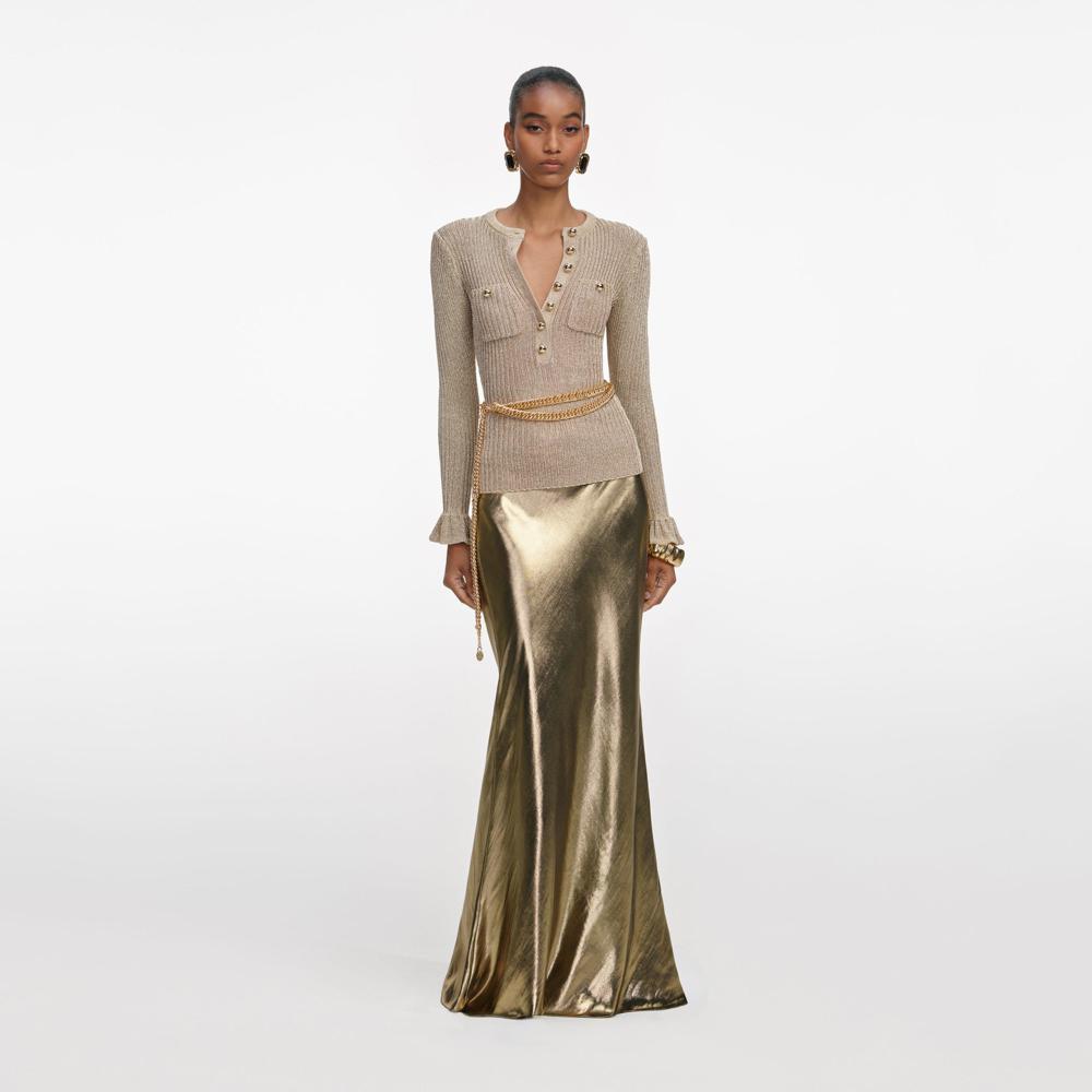 SP VIP PRICE Gold Lurex Ribbed Knit Top